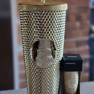 NWT Starbucks 2022 Anniversary Honeycomb Gold Studded Diamond Venti Tumbler & Or